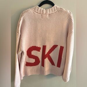 Panache Pink Sweater with Bold Red SKI Design